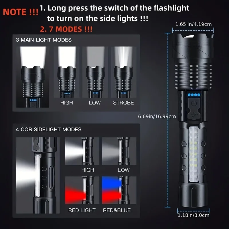Güçlü LED El Feneri Pil Göster - Outdoor Lighting Usb incelemesi ve fiyatı